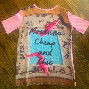 Moschino Cheap and Chick sheer front pink t-shirt